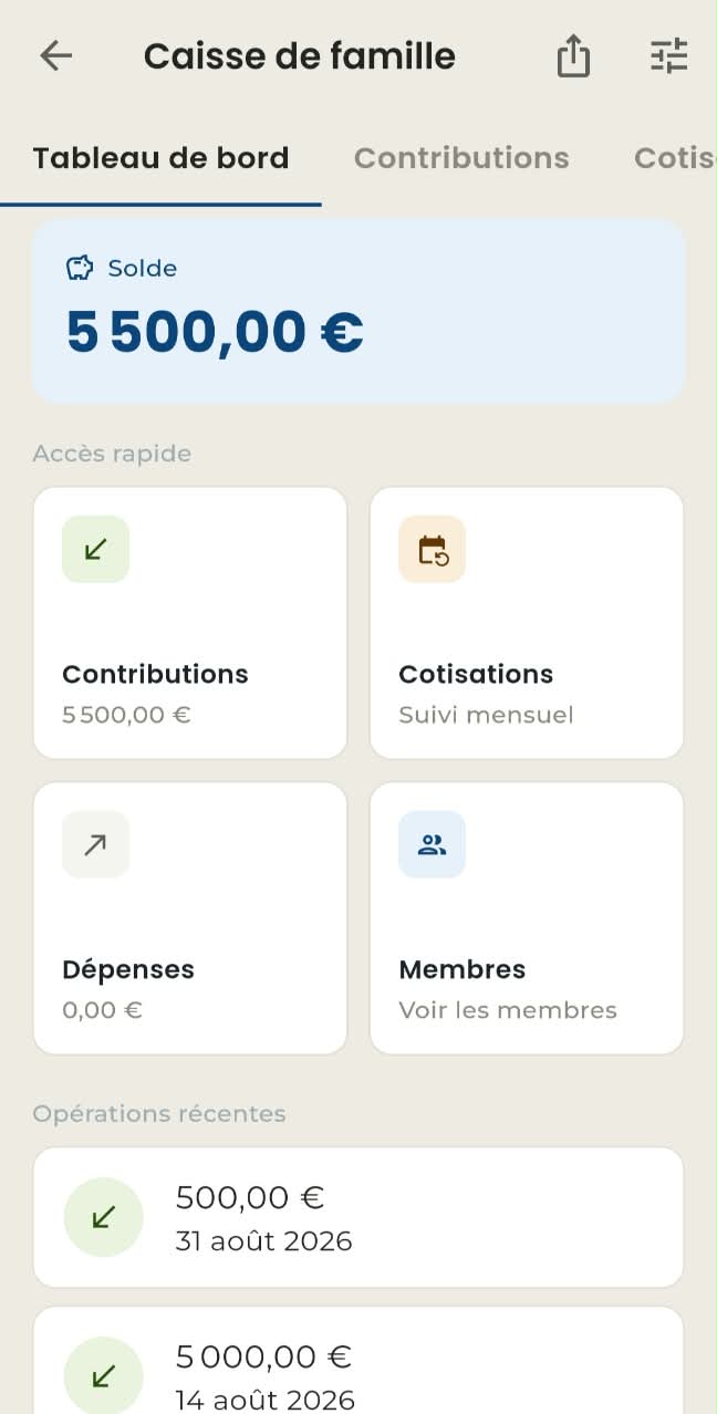 Tableau de bord d'une caisse